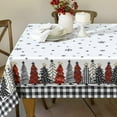 thumbnail image 2 of Christmas Tree Tablecloth - Waterproof Merry Xmas Table Cloth for Kitchen, Dining, Holiday Party - Winter Decor, 60x84 Inch Rectangle, 2 of 6