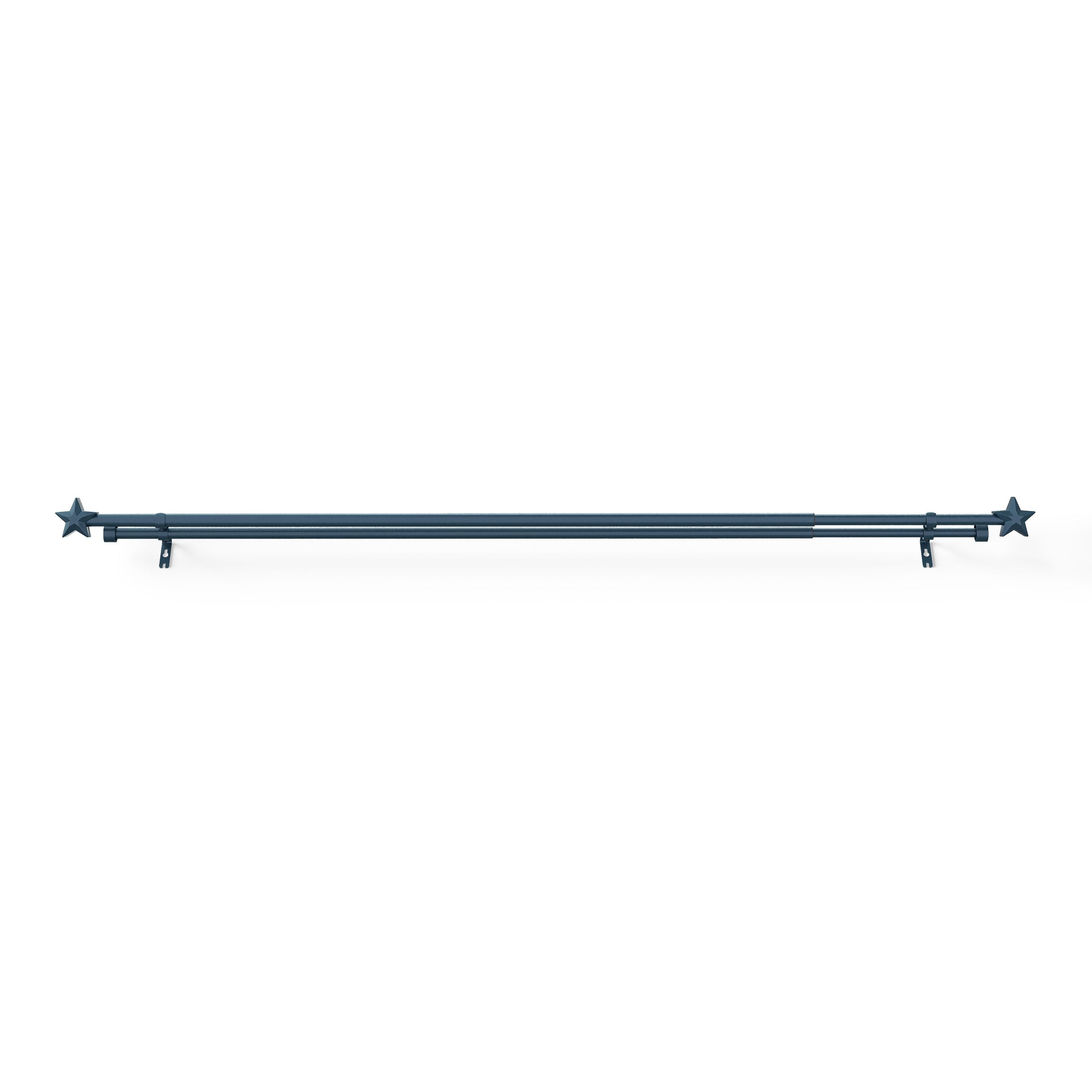 Mainstays Kids 3/4" Navy Blue Star Adjustable Double Curtain Rod, 48"-84"