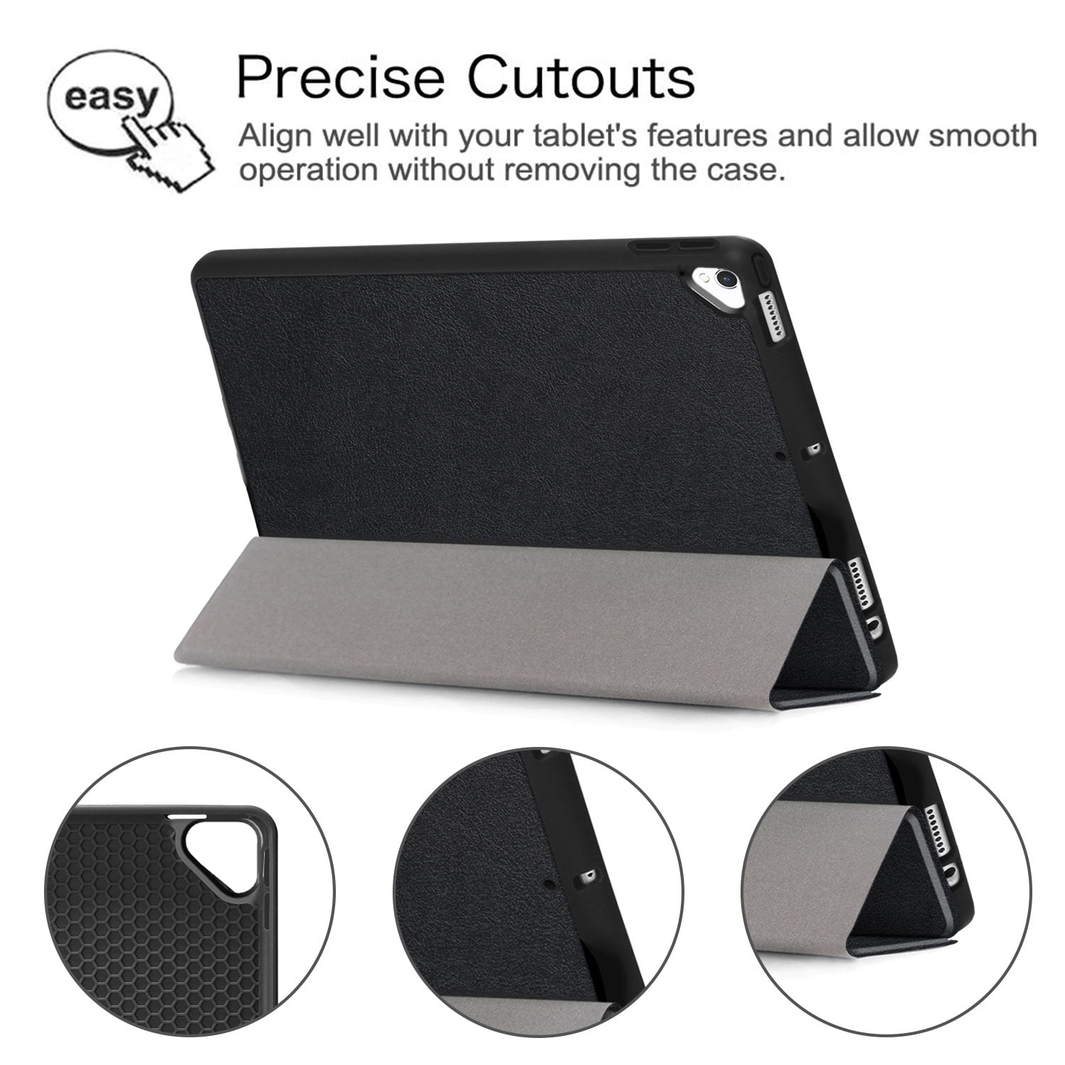 Allytech iPad 10.2 Case with Pencil Holder, iPad 8th 7th Generation Case Cover, Ultra Slim Folding Stand Smart Shell Auto Sleep Wake Shockproof TPU Back Cover for Apple iPad 10.2, Black