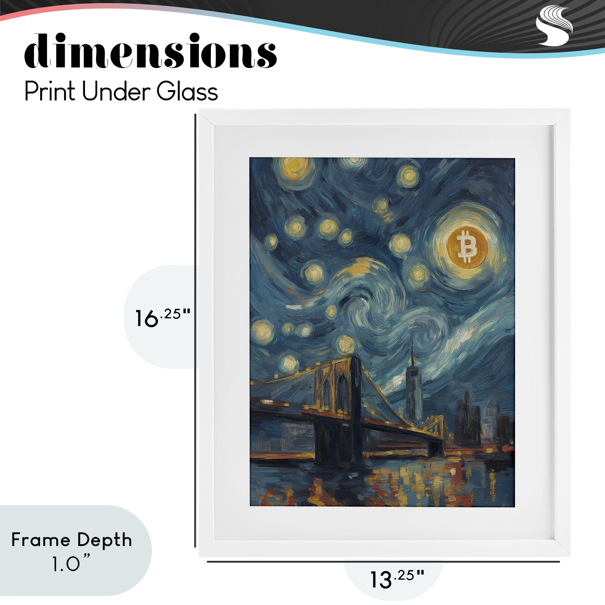 Stupell Industries Iconic Blockchain Moonlight White Framed Print Under Glass, design by Svetlana Aleynikova