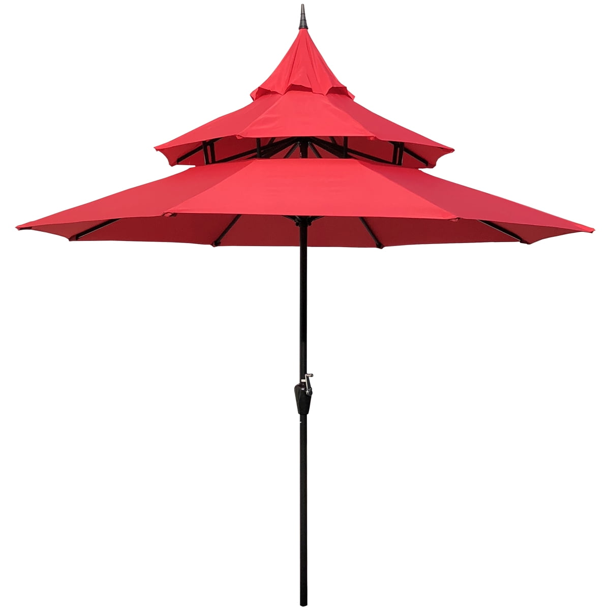 beige and black scalloped patio umbrella Ins French Country Black Striped Round Scalloped Patio Umbrella