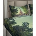 thumbnail image 5 of Ambesonne Paris Fitted & Top Sheet Set with Shams, Eiffel Tower Seine River, Almond Green Pale Brown, 5 of 7