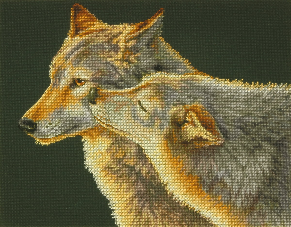 Dimensions Wolf Kiss Counted Cross Stitch Kit, 14" x 11", 14Count