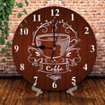 thumbnail image 2 of Eveokoki Rustic Kitchen Wall Clock Wooden Office Coffee Decor Wall Clocks 10 inches Silent Clocks for Kitchen/Office/Coffee Corner Coffee Bar Decoration, 2 of 8