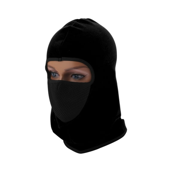 Unique Bargains All Inclusive Face Mask Polyester Honeycomb Face Cover Keep Warm Breathable Black 1 Pcs