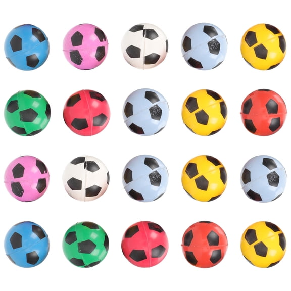 LOLIPPYY 20Pcs Assorted Color Rubber Bouncy Balls Bulk for Playing Durable Synthetic Material Soccer Pattern
