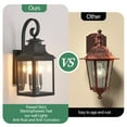thumbnail image 5 of 23" 2-Pack Outdoor Wall Lantern Sconces, Vintage Black Metal Exterior Lighting Fixtures with Clear Seeded Glass for Porch, Patio, Garden (Bulbs Not Included), 5 of 10