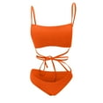 thumbnail image 3 of BONIXOOM Plus Size Swimsuit For Women Underwire Elastic Solid Two-Piece Sets High Cut Summer Swimwears on Clearance Orange Size 10, 3 of 5