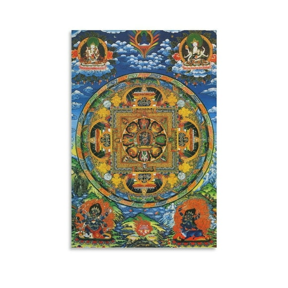 Mandala Tibetan Thangka Painting Poster (2) Posters Art Print Wall Photo Paint Poster Hanging Picture Family Bedroom Decor Gift 08x12inch(20x30cm)