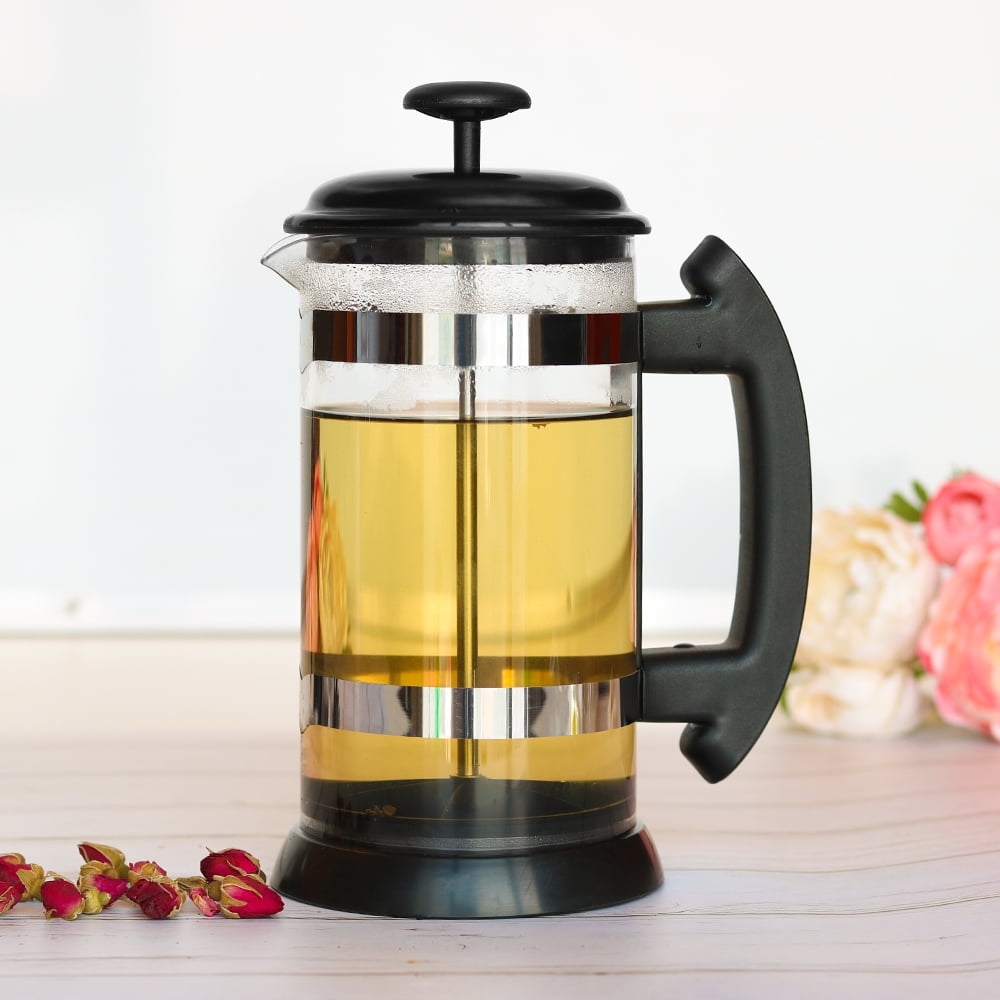 i cafilas 1000ml Stainless Steel French Press Pot Cafetiere Coffee Cup  Borosilicate Glass Coffee Maker Tea Filter Tea Maker Scented Tea Herbal Tea  