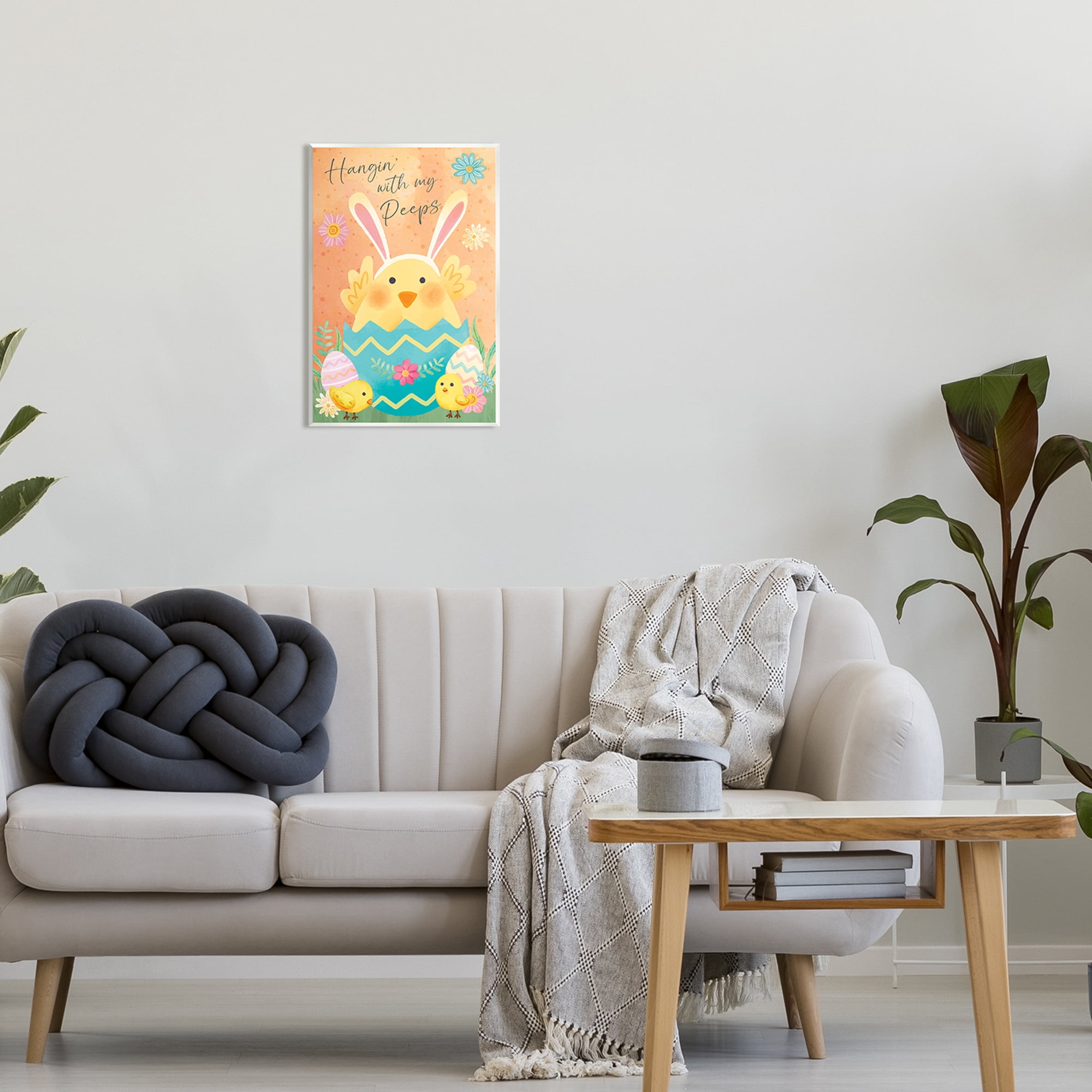 Hangin' With My Peeps Easter Egg Chicks Wall Plaque Art, 13 x 19, By Nicole DeCamp