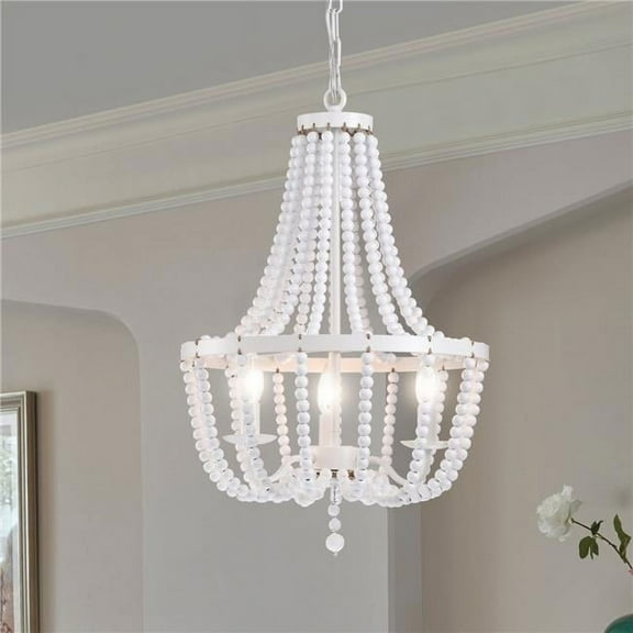 Demi 16 in. 4-Light Indoor Gloss White Finish Chandelier with Light Kit