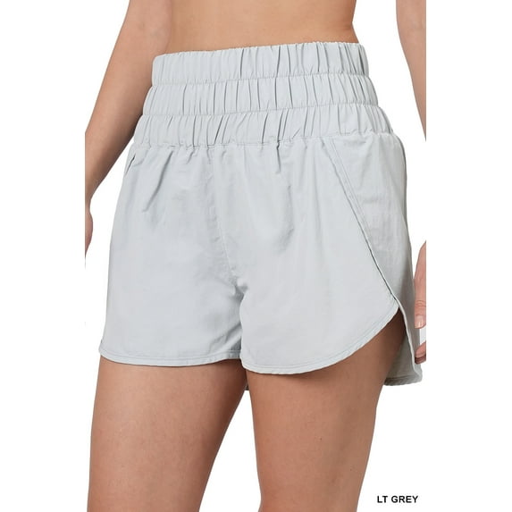 TheLovely Women's Casual Windbreaker Smocked Waistband Running Active Gym Shorts w/Built-In Inner Brief