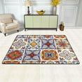 thumbnail image 2 of SKYSONIC 36x24in Mexican Talavera Vintage Area Rug, Ethnic Tribal Style Non-Slip Floor Carpet for Indoor Living Dining Room Bedroom, 2 of 7