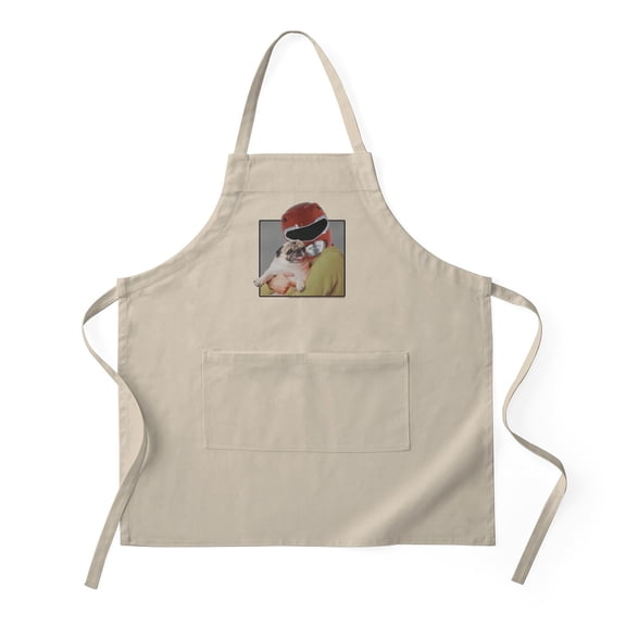 CafePress - Power Rangers Red Ranger Cuddling A Pug - Kitchen Apron with Pockets, Grilling Apron, Baking Apron