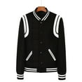 thumbnail image 1 of QueenLine Goose down baseball leather sleeve wool thickened college style warmth American style jacket, 1 of 11