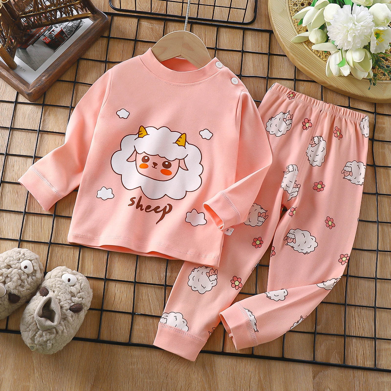 Jinhomg Baby Girl Clothes Sets Cute Sheep Graphic Tops and