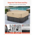 thumbnail image 6 of Outdoor Hot Tub Cover 85 x 85 x 20 Inch Weatherproof Waterproof Protector Heavy Duty 600D Oxford Fabric 950N Tearing Strength Square Spa Cover Brown, 6 of 6