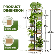 Bamworld Plant Stand Indoor, Corner 6 Tier Metal Plant Shelf for Multiple Plants, Tiered Flower Pot Stands for Patio Garden Balcony Living Room Bedroom, Brown