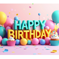 thumbnail image 4 of Colorful Happy Birthday Banner with Balloons Cupcakes and Cakes Decors Background Backdrop for Birthday Party Photography Props Celebrations Decorations, 4 of 4