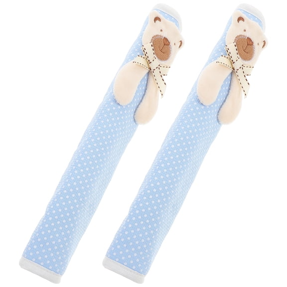 HONMEET 2Pcs Protective Anti-Slip Sky-Blue Cotton Fabric Refrigerator Door Handle Cover 10.8X5.5X0.2in