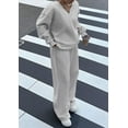 thumbnail image 3 of PRETTYGARDEN Casual Winter Two Piece Sets for Women V Neck Sweatshirt Loose Wide Leg Pants Tracksuit Knit Fall Outfits, 3 of 10