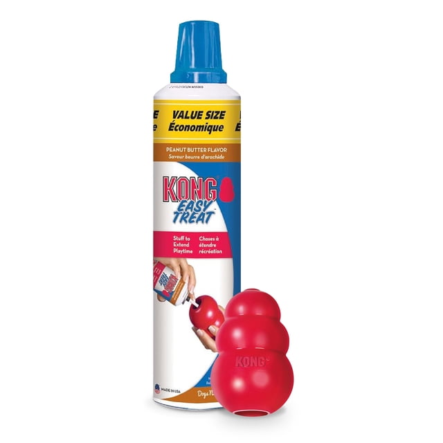 Dog Toy KONG Classic XS con crema de cacahuete en aerosol 400 ml