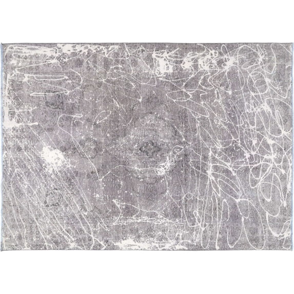 Ahgly Company Machine Washable Indoor Rectangle Contemporary Light Gray Area Rugs, 6' x 9'