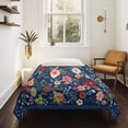 thumbnail image 4 of Navy Blue Flowers Tapestry for Bedroom Wall Hanging Tapestry, Spring Vintage Floral Leaves Farmhouse Ceiling Backdrop Tapestries Poster Blanket Wall Decor for Teens Room Living Room Dorm 51" x 59", 4 of 8