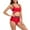 01 Red, variant on Hicidod Womens Bikini Set Tummy Control Fashion Solid Bathing Suits Modest High Waisted Cute Halter 2 Piece Beach Swim Suit