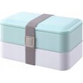 thumbnail image 1 of Bento Box Caja de almacenamiento de alimentos Accesorios de cocina Fiambrera de doble capa (18,5*10,5*10,6 cm) Azul claro Rojo Verde, 1 of 5
