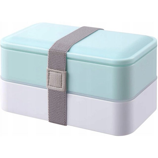 Bento Box Caja de almacenamiento de alimentos Accesorios de cocina Fiambrera de doble capa (18,5*10,5*10,6 cm) Azul claro Rojo Verde