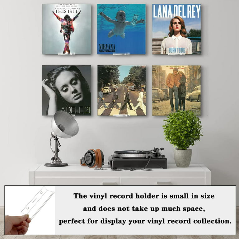 BiJun Vinyl Record Shelf, Clear Vinyl Record Shelf Wall Mount 6  Pack,Acrylic Album Record Holder Display Your Daily LP Listening in Office  Home 