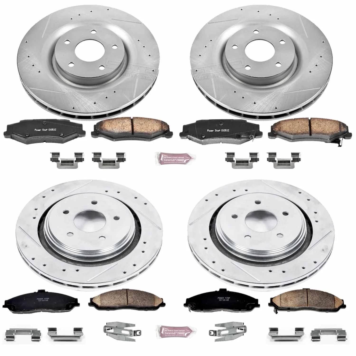 PowerStop Front and Rear Z23 Evolution Sport Carbon-Fiber Ceramic Brake Pad and Drilled & Slotted Rotor Kit Fits: CADILLAC CHEVROLET Select Models K4400