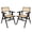 Black-2P, variant on Bamboo Folding Chairs With Woven Rattan Backrest & Seat Rubber Bamboo Frame | Walnut Color