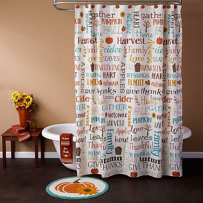 Skl Home Harvest Words Shower Curtain, Harvest Shower Curtain
