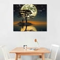 thumbnail image 2 of Nawypu Moon Ocean Canvas Wall Art Abstract Night Scene Coastal Artwork Landscape Picture Prints Tree Framed Decor (gold and black), 2 of 4