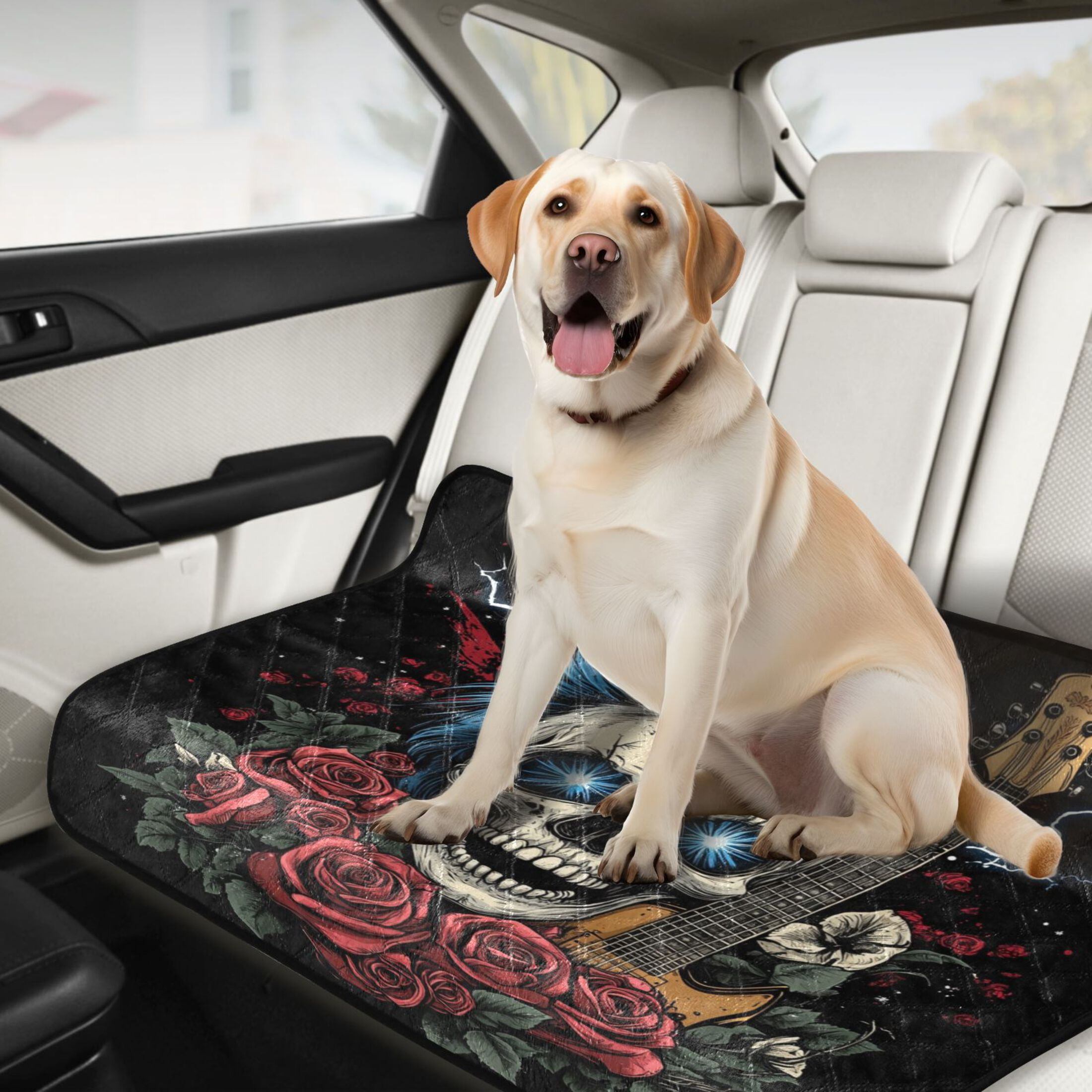 Qxltty Blue Hair Skull Guitar Pattern Cat litter Pads Pet Set of 3 Diaper Mats Center Anti-leakage Layer Absorbent Soft and Comfortable