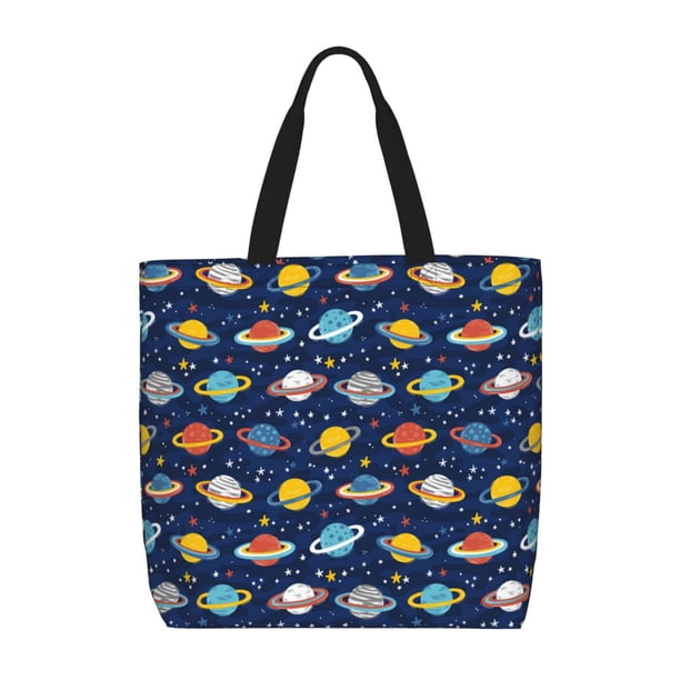 Balery Planets And Stars Bolsa de Mano para Mujeres con Cremallera, Bolsa de Gimnasio con Compartimentos, Bolsa para Laptop, Bolsa para Trabajo