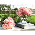 thumbnail image 2 of Enova Home Artificial Rose and Hydrangea Silk Flowers Bouquets Set of 2 (Pink), 2 of 3