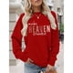 thumbnail image 4 of Suéter de Mujer con Estampado de Letras, Cuello Redondo y Larga Rojo L, 4 of 5