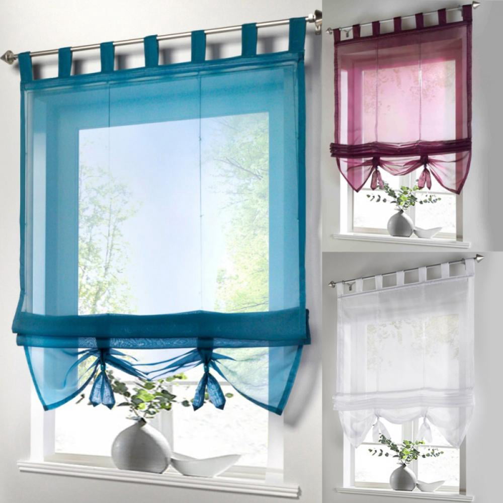 Sheer Roman Curtains for Window, Tab Top Kitchen Curtains, Roman Shades