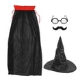 thumbnail image 2 of Disfraces de mago para Halloween, Disfraces de mago Sombrero negro Disfraces de mago Fiesta de Halloween Accesorio de disfraz de cosplay Valor excepcional, 2 of 8