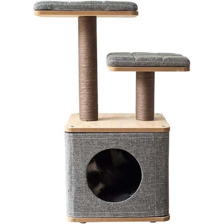 PetPals Scale-2 Level Cubic Cat Furniture in Grey Color (PP18501)