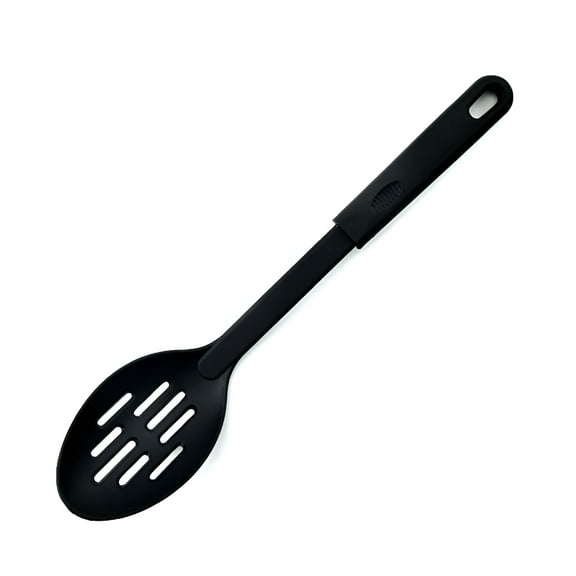 ACDANC Slotted Silicone Spoon - 600°F Heat-Resistant Rubber Non-Stick Kitchen Utensil for Mixing,Serving,Cooking and More - (Black)