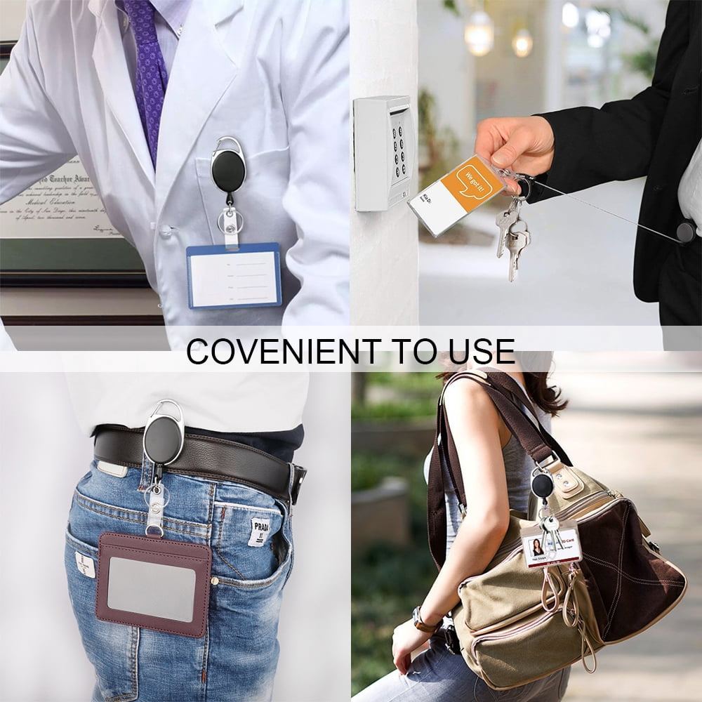 GOGO 100 Pcs Retractable Badge Holder Reel with Claw Clasp and Clip for ID Card Key Keychain Carabiner Holders