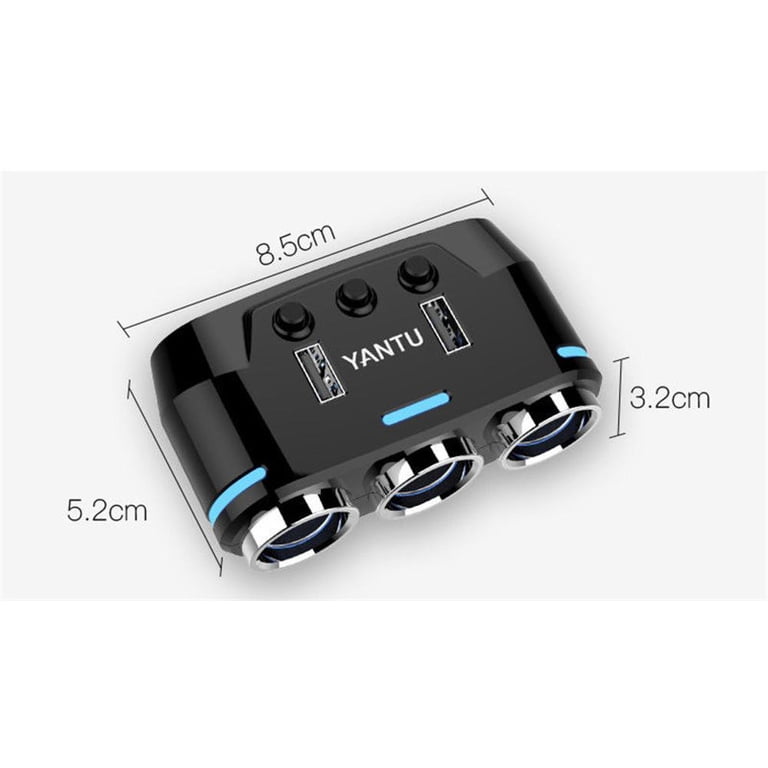 cigarette port extender Portable Car Cigarette Lighter Extender for Car Appliances 3 Cigarette Lighter Slots 2 USB Ports