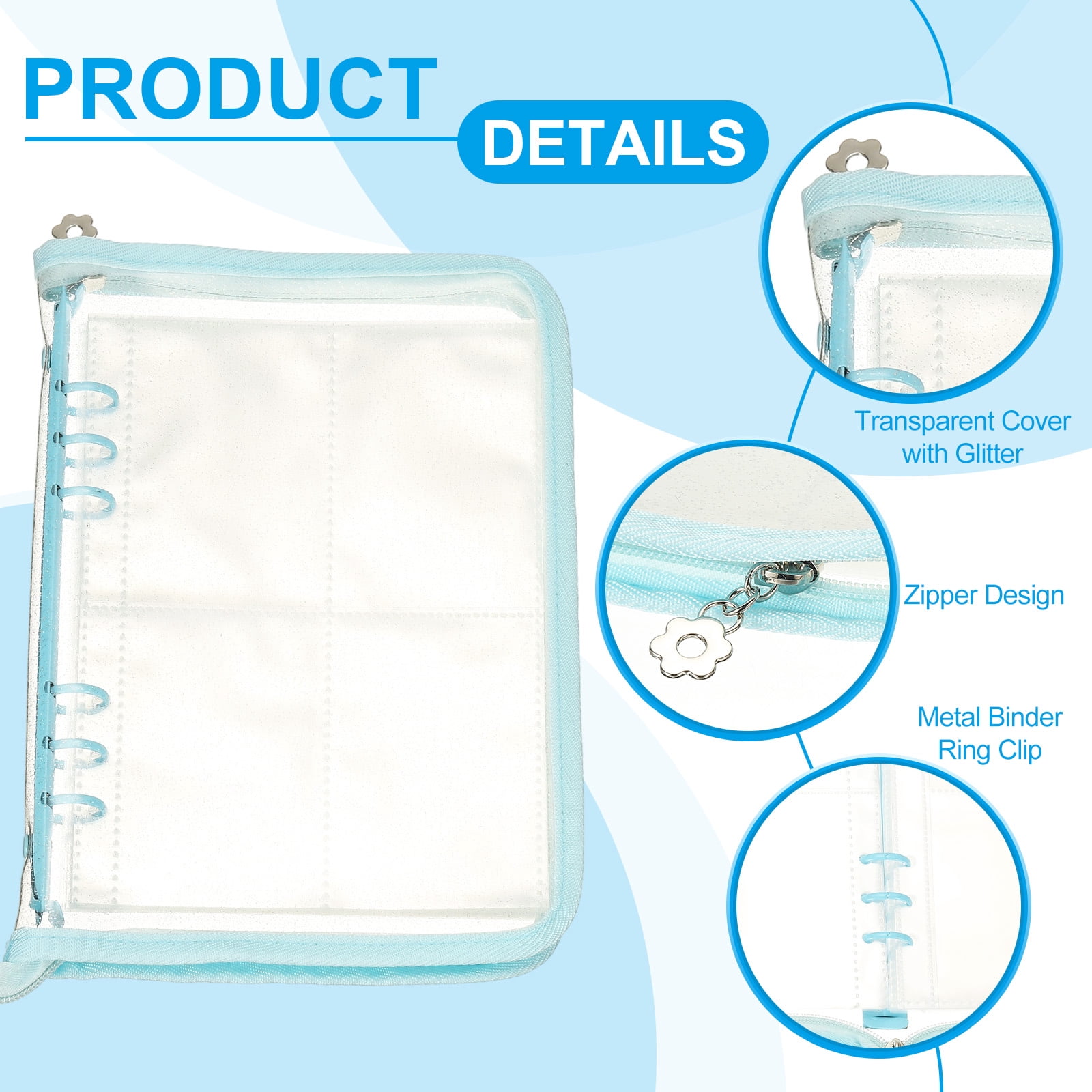 Uxcell Sticker Organizer Binder, Reusable A5 Album with 220 Pocket, Blue
