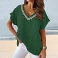 thumbnail image 2 of ZUKMRJPC Ladies Dressy Blouses Workout Short Sleeve Summer Solid Color Tee Classic Lace Trim V Neck Loose Fit T Shirts, 2 of 6