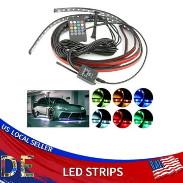 4PCS RGB 48 LED Strip Under Car Tube Underglow Underbody System Neon Light Kits
